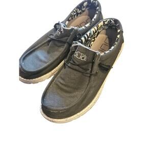 Hey dude shoes wally strerch black men's 11 slip on casual boat preppy